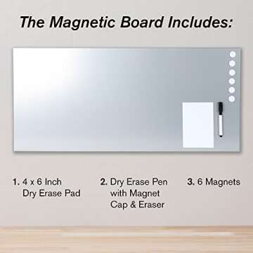 STEELMASTER by BankSupplies Magnetic Bulletin Board | 30 x 14 Inches | Silver | Includes 6 Magnets, 4 x 6 Dry Erase Board & Dry Erase Marker | Scratch Resistant Finish | Horizontal & Vertical Display