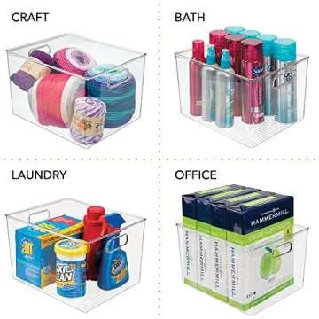 mDesign Clear Plastic Storage Organizer Bins Set of 8