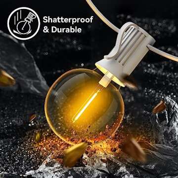 100ft 2-Pack Outdoor String Lights - Dimmable G40 LED with 52 Bulbs