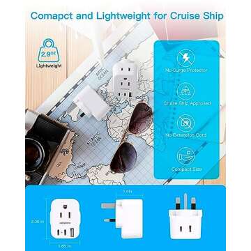Versatile US to UK Travel Plug Adapter with USB Ports