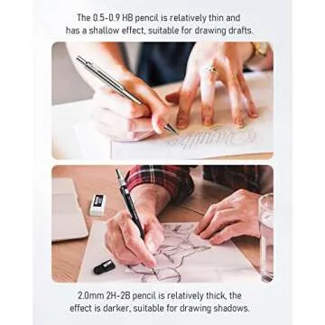 Nicpro 6PCS Art Mechanical Pencil Set, 3PCS Metal Drafting Pencil 0.5 mm & 0.7 mm & 0.9 mm & 3PCS 2mm Graphite Lead Holder (2B HB 2H) For Writing, Sketching Drawing With Lead Refills Case