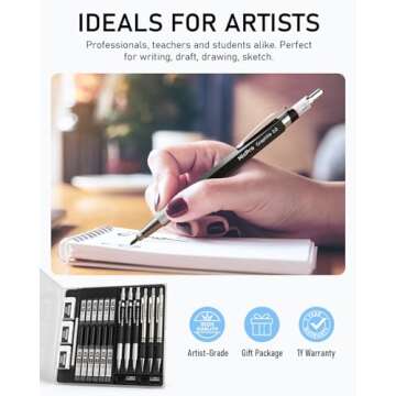 Nicpro 6PCS Art Mechanical Pencil Set, 3PCS Metal Drafting Pencil 0.5 mm & 0.7 mm & 0.9 mm & 3PCS 2mm Graphite Lead Holder (2B HB 2H) For Writing, Sketching Drawing With Lead Refills Case
