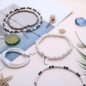 FASACCO Surfer Necklace for Men Puka Shell Necklace Men Sea Shell Necklace Beach Necklace Pookah She...