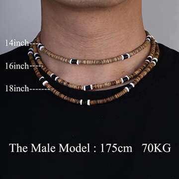 FASACCO Surfer Necklace for Men Puka Shell Necklace Men Sea Shell Necklace Beach Necklace Pookah Shells Choker Necklace 18 Inch