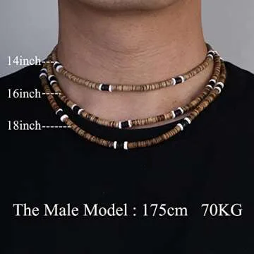 FASACCO Surfer Necklace for Men Puka Shell Necklace Men Sea Shell Necklace Beach Necklace Pookah Shells Choker Necklace 18 Inch