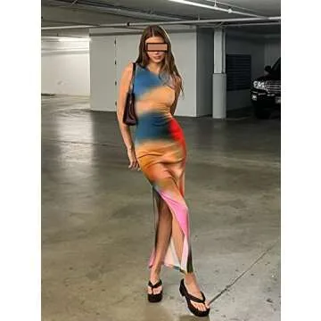 Women Hollow Out Bodycon Maxi Dresses Y2K Spaghetti Strap Backless Cami Dress Split Elegant Evening Party Dresses