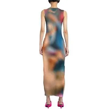 Women Hollow Out Bodycon Maxi Dresses Y2K Spaghetti Strap Backless Cami Dress Split Elegant Evening Party Dresses