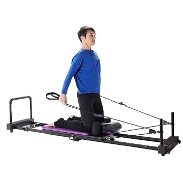 AeroPilates Reformer Plus 379 - Pilates Reformer Workout Machine for Home Gym - Cardio Fitness Rebounder - Up to 300 lbs Weight Capacity