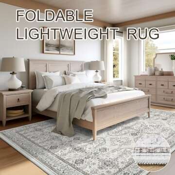 Soalmost 8x10 Area Rugs, Washable Rugs, Large Stain Resistant Area Rug for Living Room Bedroom Dining Room, Vintage Farmhouse Rug Brown Ivory