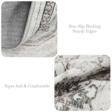 Soalmost 8x10 Area Rugs, Washable Rugs, Large Stain Resistant Area Rug for Living Room Bedroom Dining Room, Vintage Farmhouse Rug Brown Ivory