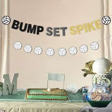 Sursurprise Volleyball Party Decorations, Bump Set Spike Banner, Volleyball Party Banner for Birthda...