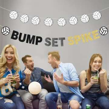 Sursurprise Volleyball Party Decorations, Bump Set Spike Banner, Volleyball Party Banner for Birthday Baby Shower Sports Party Supplies