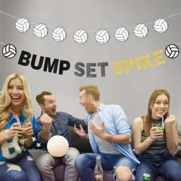 Sursurprise Volleyball Party Decorations, Bump Set Spike Banner, Volleyball Party Banner for Birthday Baby Shower Sports Party Supplies