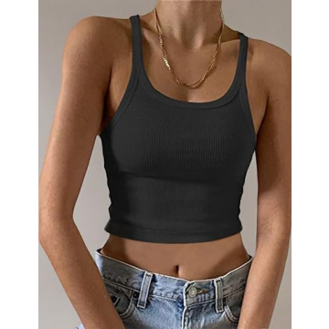 Chic Meladyan Women’s Ribbed Knit Crop Cami Tank