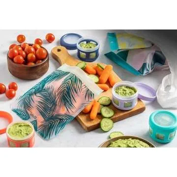 Ello Reusable Plastic Condiment Containers 4oz each with Screw-on Leak Proof Lid 4 Pack | Perfect fo...