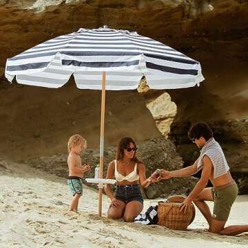 AMMSUN 7.5ft Heavy Duty HIGH Wind Beach Umbrella with Air Vent and Carry Bag for UPF50+ Protection