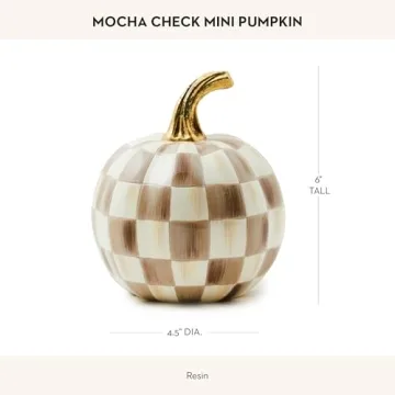 MacKenzie-Childs Mocha Check Mini Pumpkin for Fall Decor