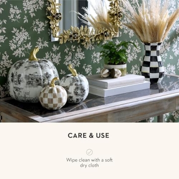 MacKenzie-Childs Mocha Check Mini Pumpkin for Fall Decor