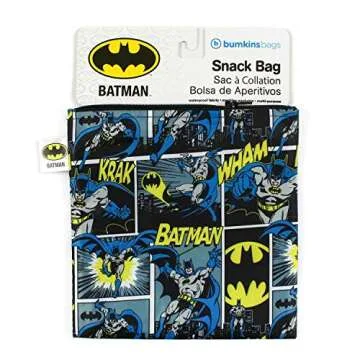 Bumkins Batman Reusable Sandwich and Snack Bags - Eco-Friendly & Washable