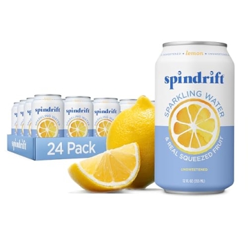 12 Fl Oz Pack of 24 Spindrift Lemon Sparkling Water - Only 3 Calories!