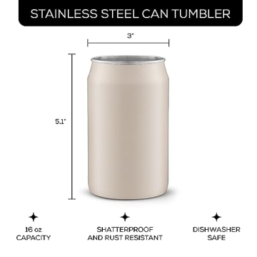 JoyJolt Metal Beer Can Tumblers - Set of 6 Stylish Cups