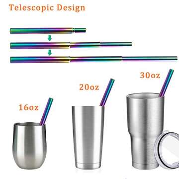 Rainbow Reusable Straws - Portable & Eco-Friendly
