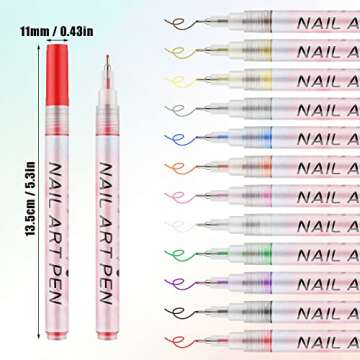 12pcs 3D Nail Art Pens Set, Nail Art Drawing Pen Nail Art Pens Manicure Polish Tools for Painting Na...