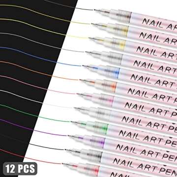 12pcs 3D Nail Art Pens Set, Nail Art Drawing Pen Nail Art Pens Manicure Polish Tools for Painting Nails DIY Nail Art Beauty (12 Colors)