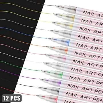 12pcs 3D Nail Art Pens Set, Nail Art Drawing Pen Nail Art Pens Manicure Polish Tools for Painting Nails DIY Nail Art Beauty (12 Colors)