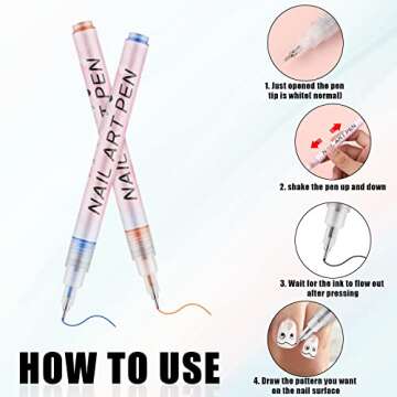 12pcs 3D Nail Art Pens Set, Nail Art Drawing Pen Nail Art Pens Manicure Polish Tools for Painting Nails DIY Nail Art Beauty (12 Colors)