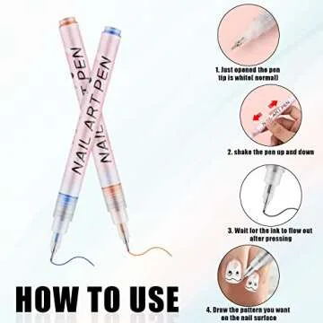 12pcs 3D Nail Art Pens Set, Nail Art Drawing Pen Nail Art Pens Manicure Polish Tools for Painting Nails DIY Nail Art Beauty (12 Colors)