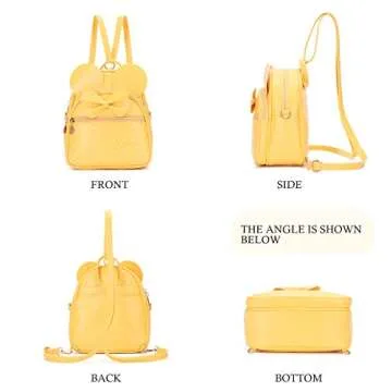 KL928 Girls Bowknot Polka Dot Cute Mini Backpack Small Daypacks Convertible Shoulder Bag Purse for Women (Light Yellow)