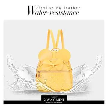 KL928 Girls Bowknot Polka Dot Cute Mini Backpack Small Daypacks Convertible Shoulder Bag Purse for Women (Light Yellow)