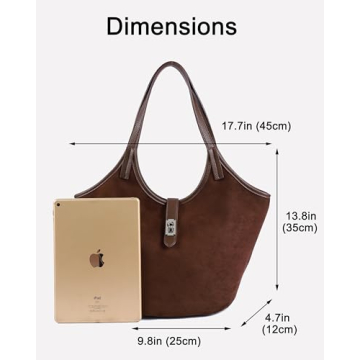 Rejolly Suede Bucket Tote Bags for Women Shoulder Bag Trendy Fall Purse Slouchy Handbag Brown