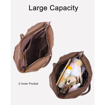 Rejolly Suede Bucket Tote Bags for Women Shoulder Bag Trendy Fall Purse Slouchy Handbag Brown