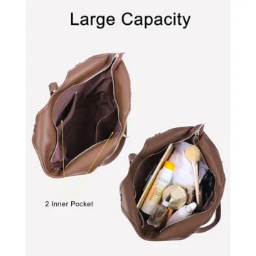 Rejolly Suede Bucket Tote Bags for Women Shoulder Bag Trendy Fall Purse Slouchy Handbag Brown