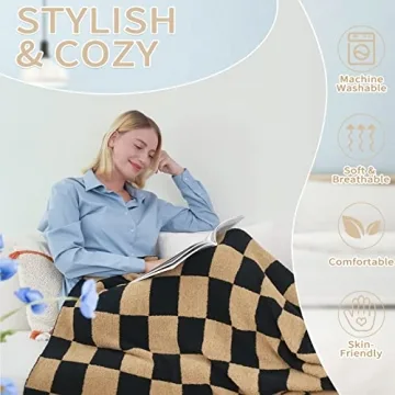 QQP Cozy Checkered Throw Blanket 50x60