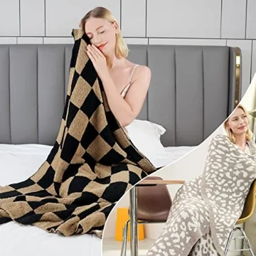 QQP Cozy Checkered Throw Blanket 50x60