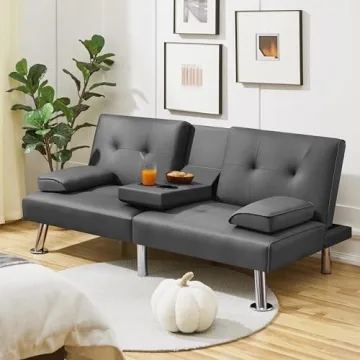 Yaheetech Convertible Sofa Bed with Cup Holders and Comfort