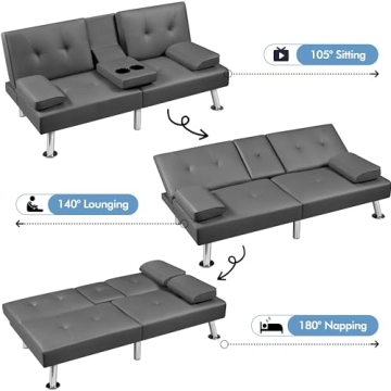 Yaheetech Convertible Sofa Bed with Cup Holders and Comfort