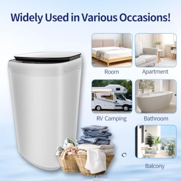 TGC 0.9 Cu.Ft.Small Portable Washer, 7.7 lb. Capacity Mini Washing Machine for Homes & Apartments & LED Display，Built-in Drain Pump,White，10 Wash Cycles and Drain Hose Included