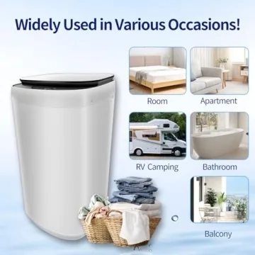 TGC 0.9 Cu.Ft.Small Portable Washer, 7.7 lb. Capacity Mini Washing Machine for Homes & Apartments & LED Display，Built-in Drain Pump,White，10 Wash Cycles and Drain Hose Included