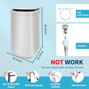 TGC 0.9 Cu.Ft.Small Portable Washer, 7.7 lb. Capacity Mini Washing Machine for Homes & Apartments & LED Display，Built-in Drain Pump,White，10 Wash Cycles and Drain Hose Included
