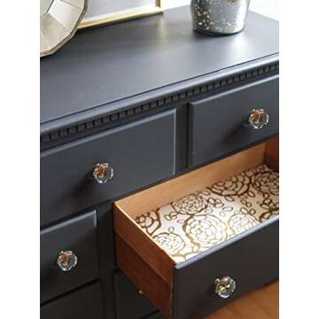 JIASENBAO Glass Crystal Cabinet Knobs 6 Pack Octagonal Gold Brass Drawer Pulls Dresser Cupboard Kitchen Bathroom Furniture Knobs