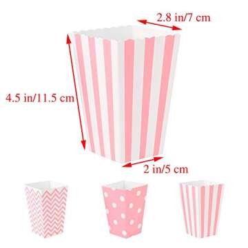 Popcorn Boxes Cardboard Candy Boxes Container Polka Dot Stripe Chevron Ripple，For Birthday, Bridal and Baby Shower，Carnival/Graduation/Party/Movie/Fiesta，Dessert Tables Wedding Party Supplies 36pcs