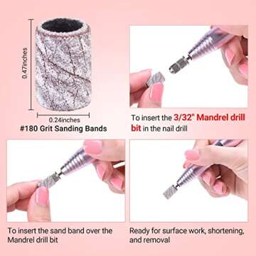 MelodySusie 100 Pcs Nail Drill Sanding Bands for Nail Art