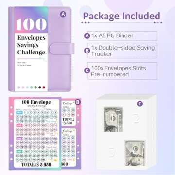 Sooez 100 Envelopes Money Saving Challenge, Savings Challenges Book with Envelopes, Flexible Saving ...