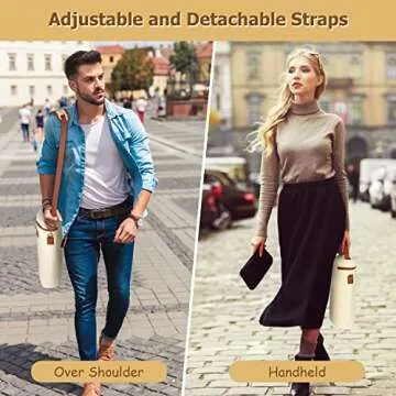 Tirrinia 2 Bottle Wine Gift Tote Carrier - Leakproof & Insulated Padded Versatile Wine Cooler Bag for Travel, BYOB Restaurant, Wine Tasting, Party, Dinner, Valentine's Day Gift for Wine Lovers, Beige