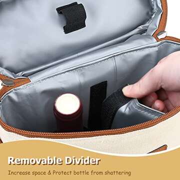 Tirrinia 2 Bottle Wine Gift Tote Carrier - Leakproof & Insulated Padded Versatile Wine Cooler Bag for Travel, BYOB Restaurant, Wine Tasting, Party, Dinner, Valentine's Day Gift for Wine Lovers, Beige