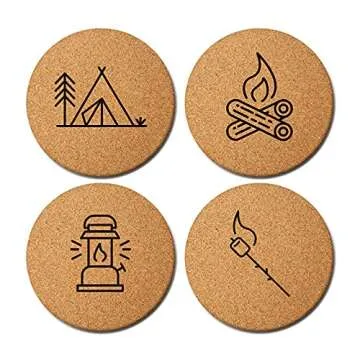 Camping Coasters Set of 4 - Unique Designs for Outdoor Use